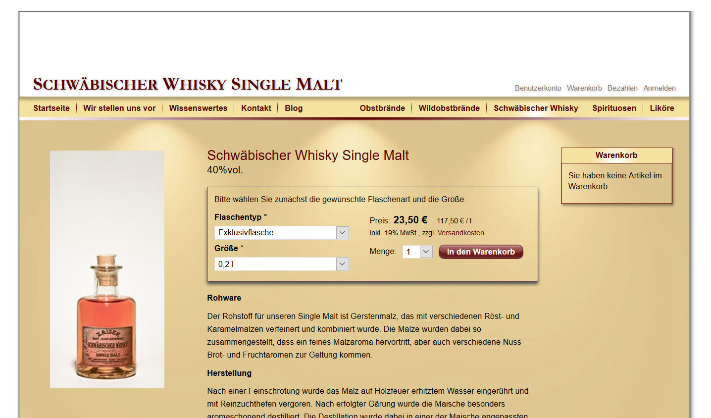 Schwäbischer Whisky Single Malt kaufen